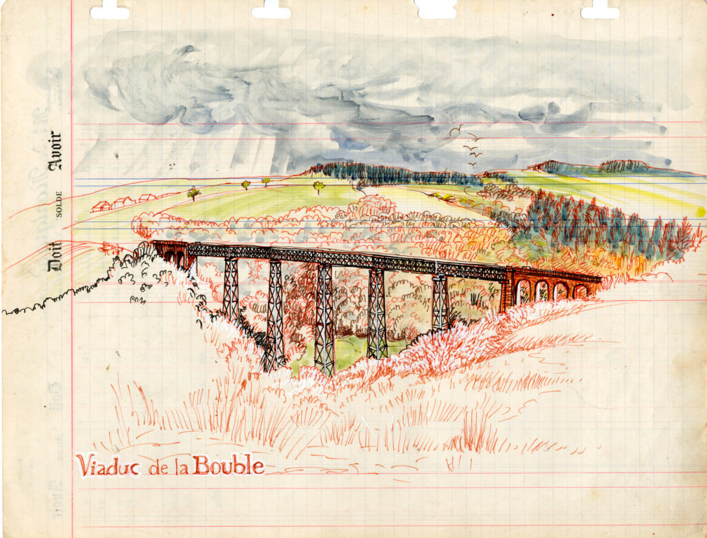 viaduc de la Bouble croqué par Véronique Béné