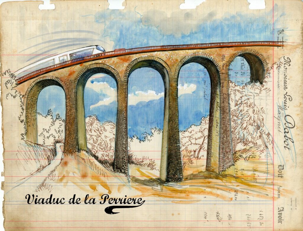 viaduc de la Pérrière croqué par Véronique Béné